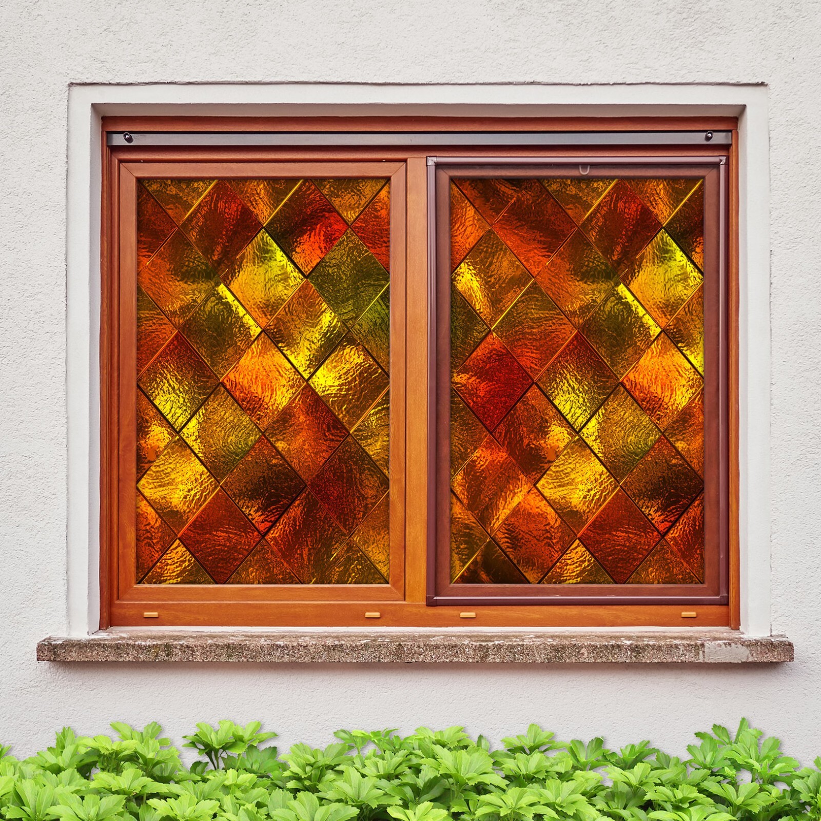 3D Square A373 Window Film Print Sticker Cling Stained Glass UV Sinsin
