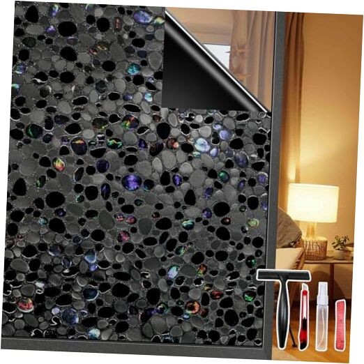 Total Blackout Window Film 17.5 x 78.7 Inch Pebble Pattern – Total Black