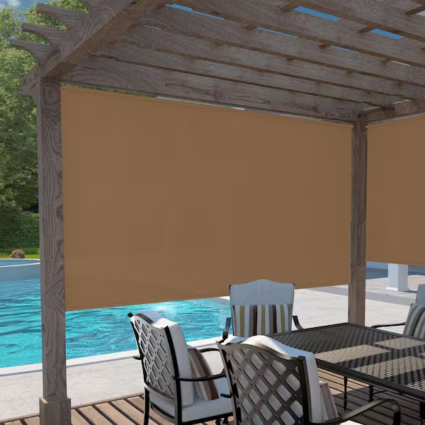 Outdoor Patio Porch Deck Roller Blind Sun Shade Roll Up Exterior 96″ W x 72″ L