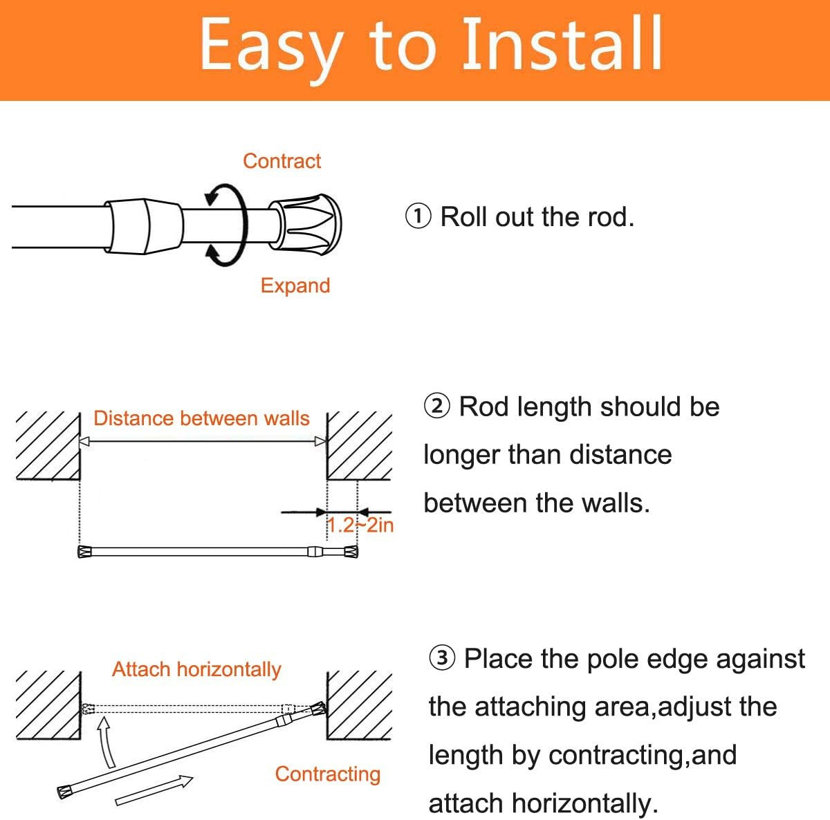 2 Pack Small Tension Rods 7 in to 11 Curtain Rods Window Rods in Extendable Widt