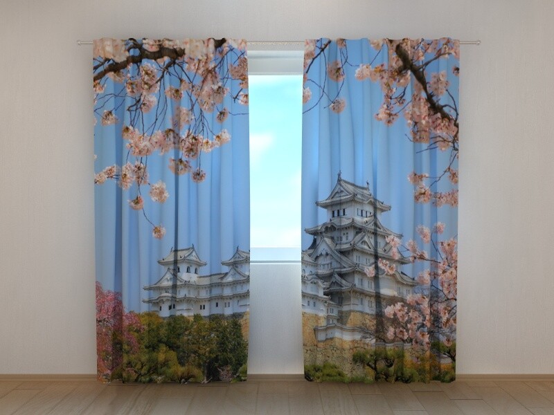 Window Printed Curtain Japan Motif by Wellmira for Living Room
