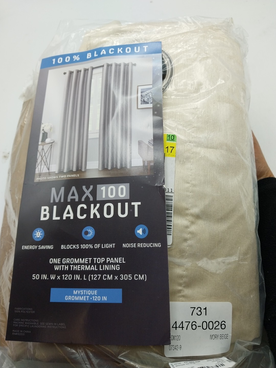 Max 100 Blackout Panel Curtain Grommet with Thermal Lining 50in x 120in Ivory…