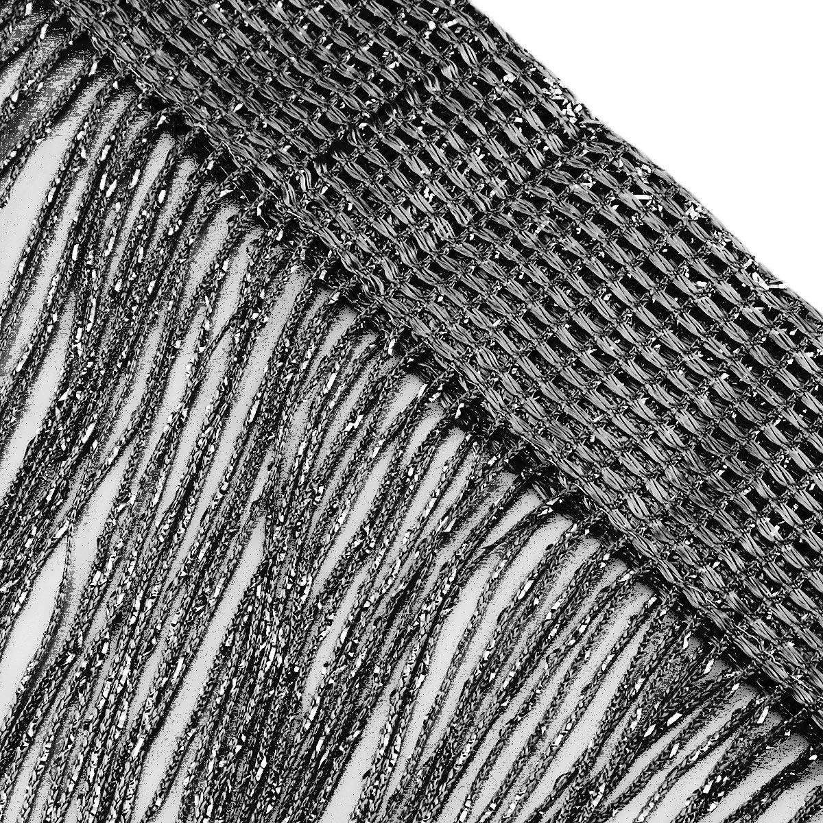 Black Curtains,Door Fringe Curtain,Door Curtains,Rare Flat Silver Ribbon,Thread