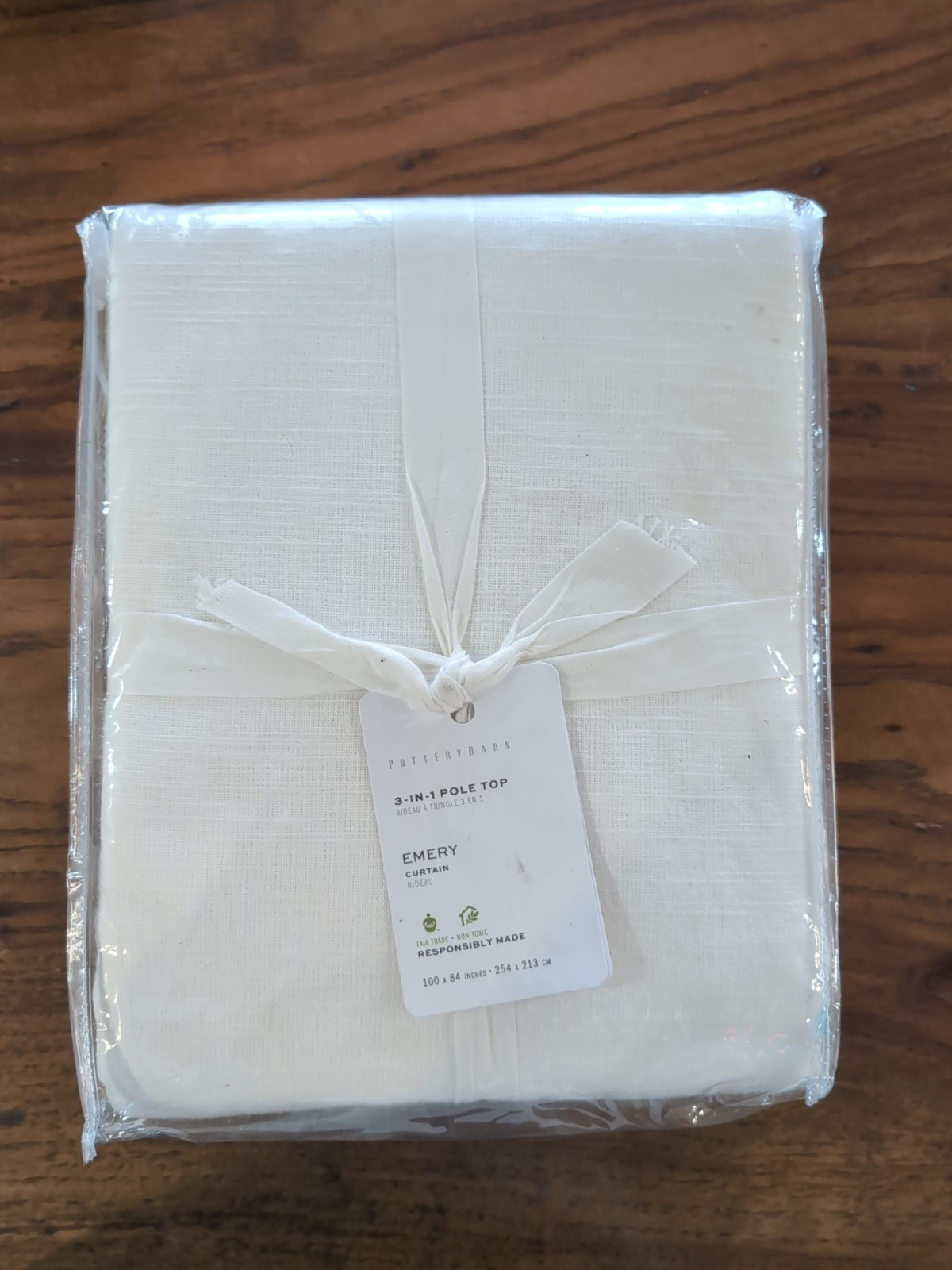 POTTERY BARN Emery Curtain 3-in-1 Poletop-White-100×84″-OPEN BOX