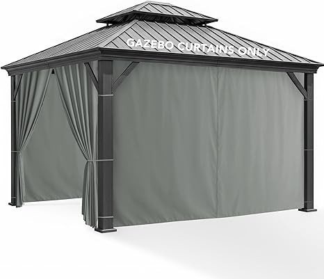 Outdoor Pergola Curtains Grey 10x12x7 Ft 4 Panels
