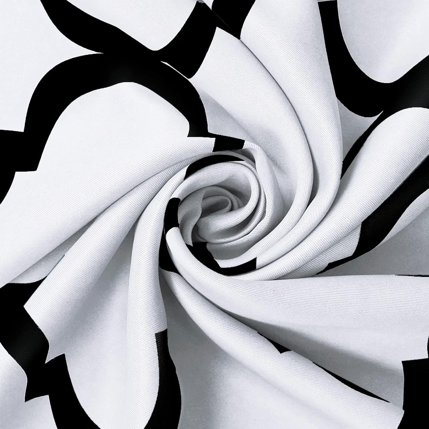 Single Panel 52×45 Inch Moroccan Room Darkening Curtain – Off White/Black Design