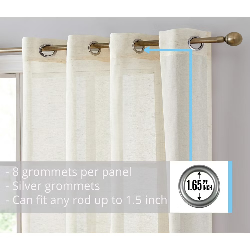 HLC.ME Sierra Burlap Flax Linen Privacy Sheer Light Filtering Window