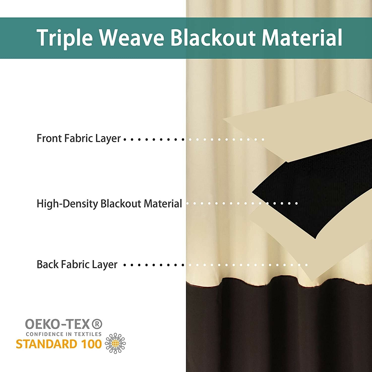 LORDTEX Color Block Blackout Curtains Insulated Thermal Curtains 52 x 63 in