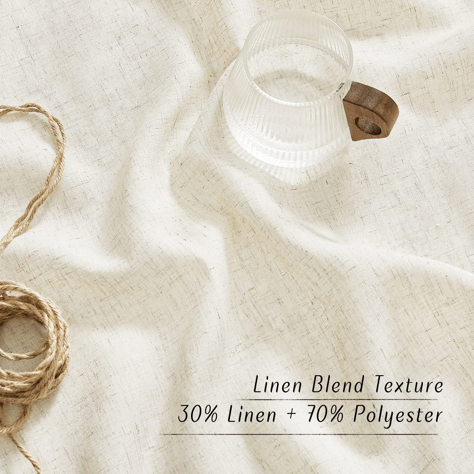 NICETOWN Natural Thick Linen Curtains 108 inches Long for Bedroom, Pinch Plea…
