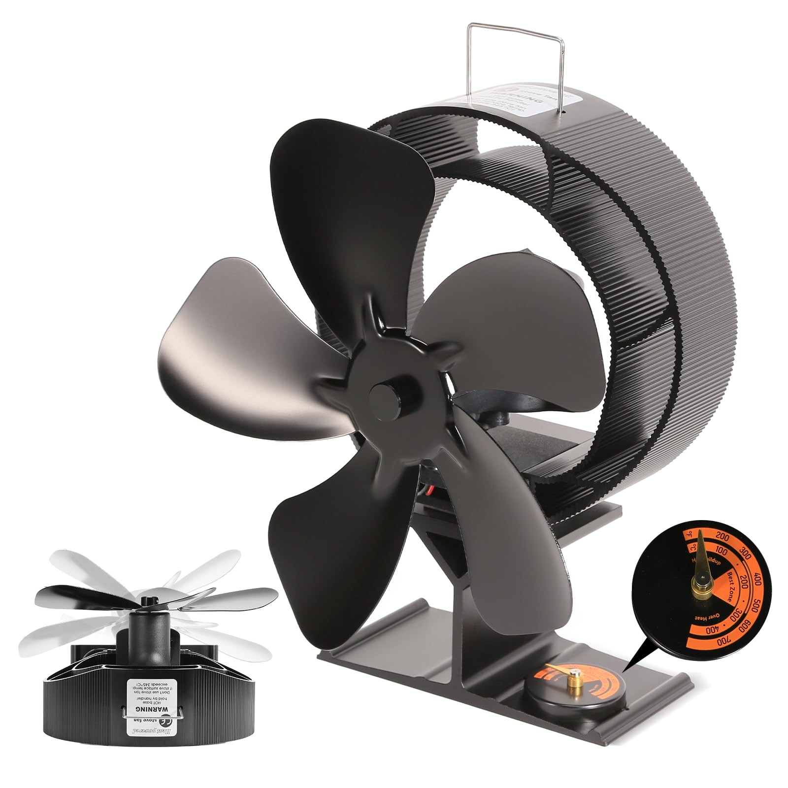 Oscillating Heat Powered Fan 5 Blade 190 CFM Fireplace Fan for Log Burner,Woo…