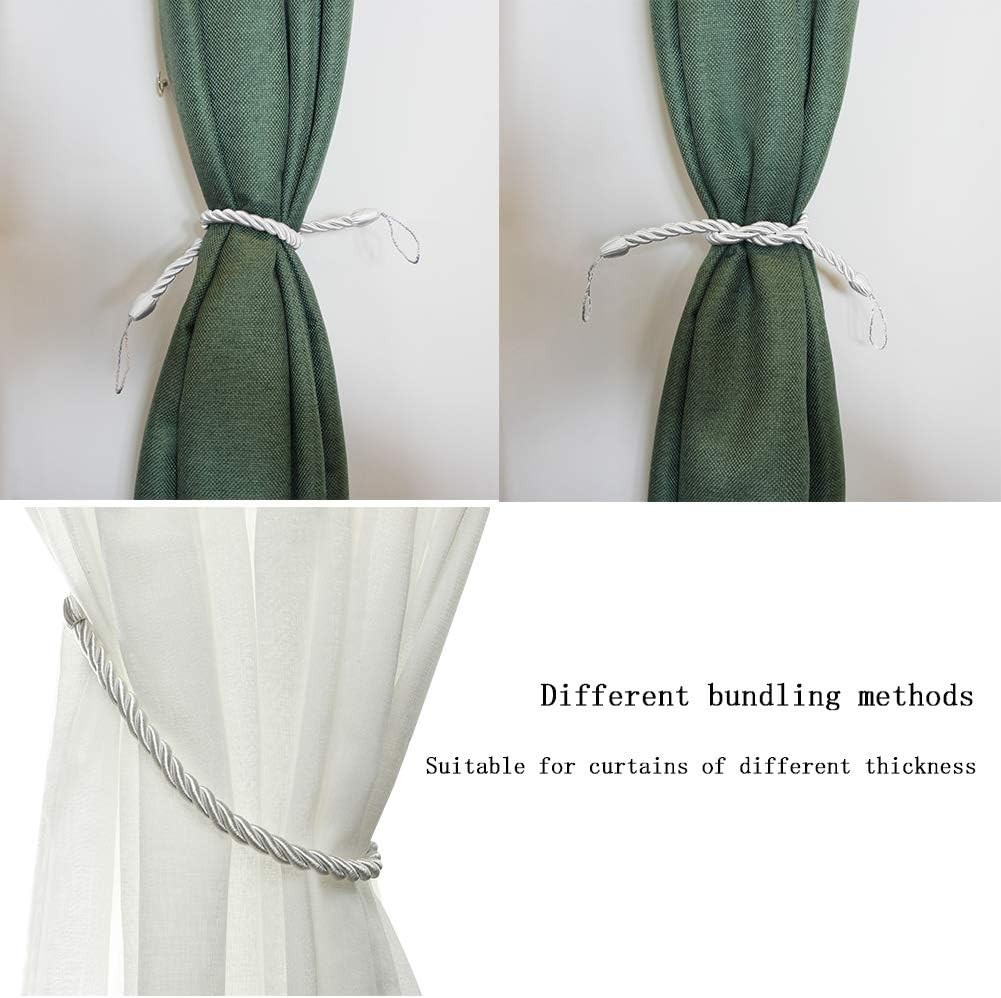 Stylish White Curtain Tiebacks with 2 Metal Screw Hooks – 2 Pack of Holdbacks