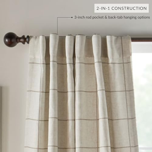 Brighton Windowpane Plaid Blackout Window 52″W x 84″L (Pack of 1) Linen