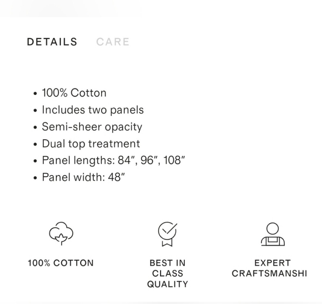 Quince Cotton Sheer White Curtains- Set Of 2 Panels! 48″x96″ (T13)