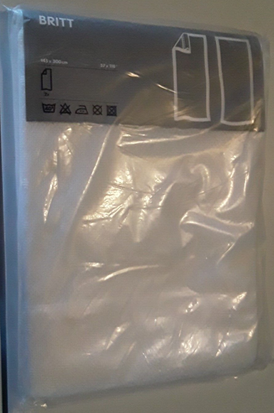 * IKEA BRITT 100.874.32 White Lace Net Sheer Polka Dot Curtain Panels 57″ x 118″