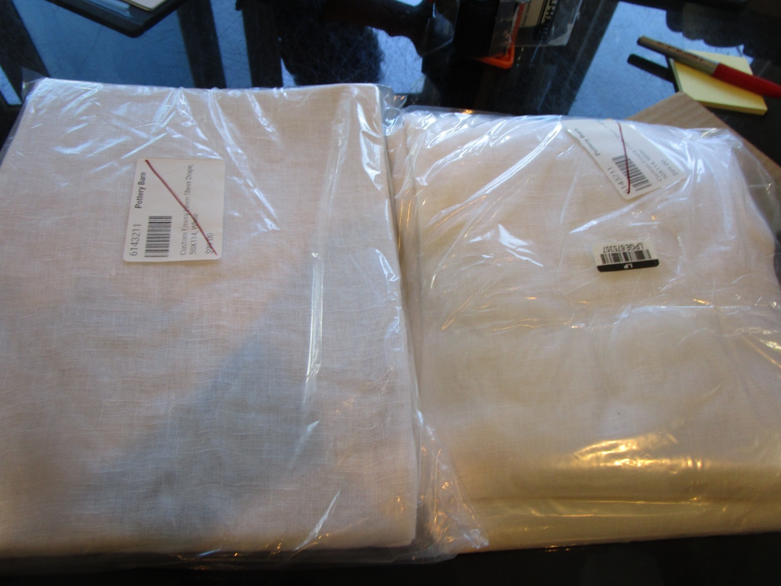 2 Pottery Barn custom EMERY sheer DRAPEs curtains 50 114 white New wo tag