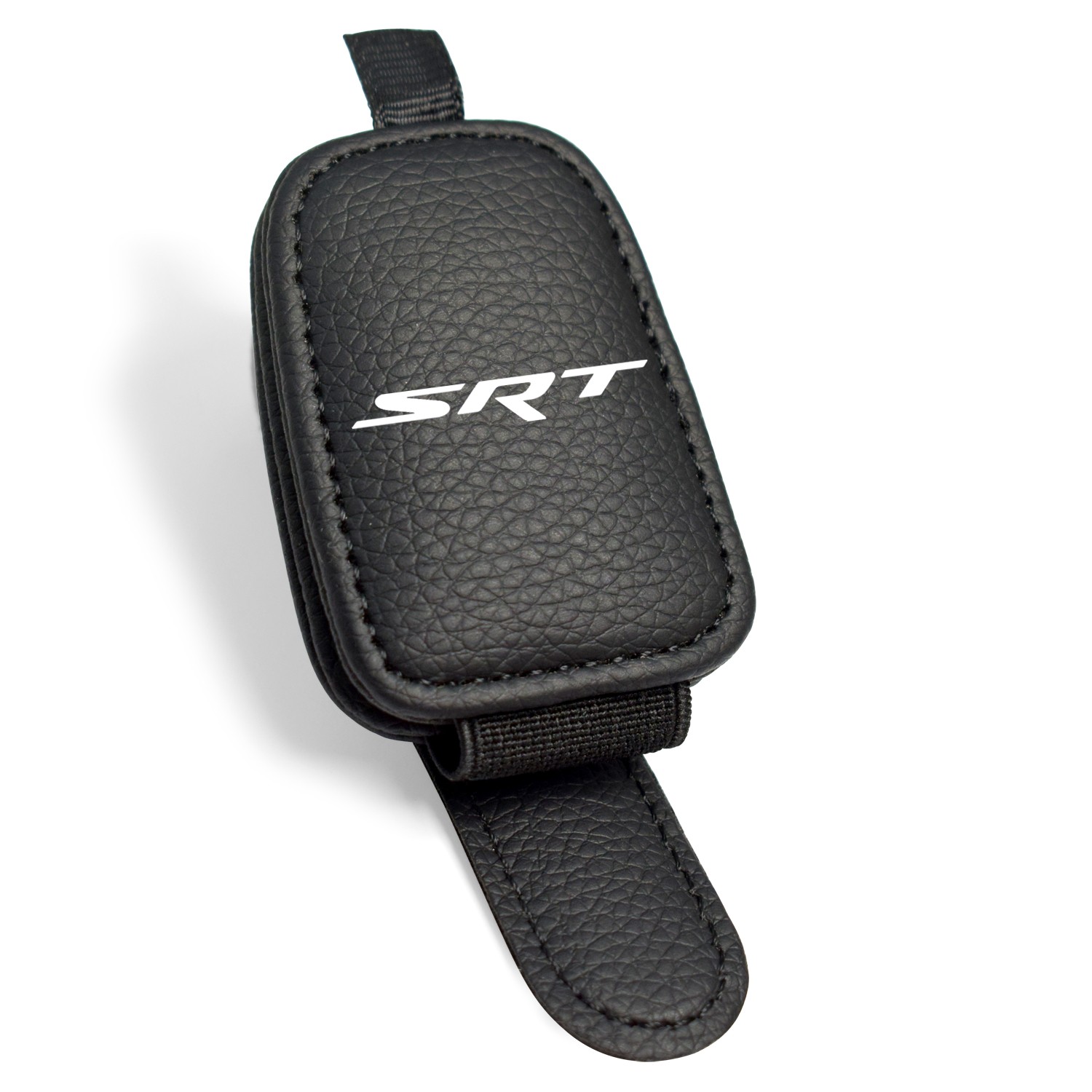 Dodge SRT Rectangle Black Leather Magnetic Sunglass Sun Visor Holder