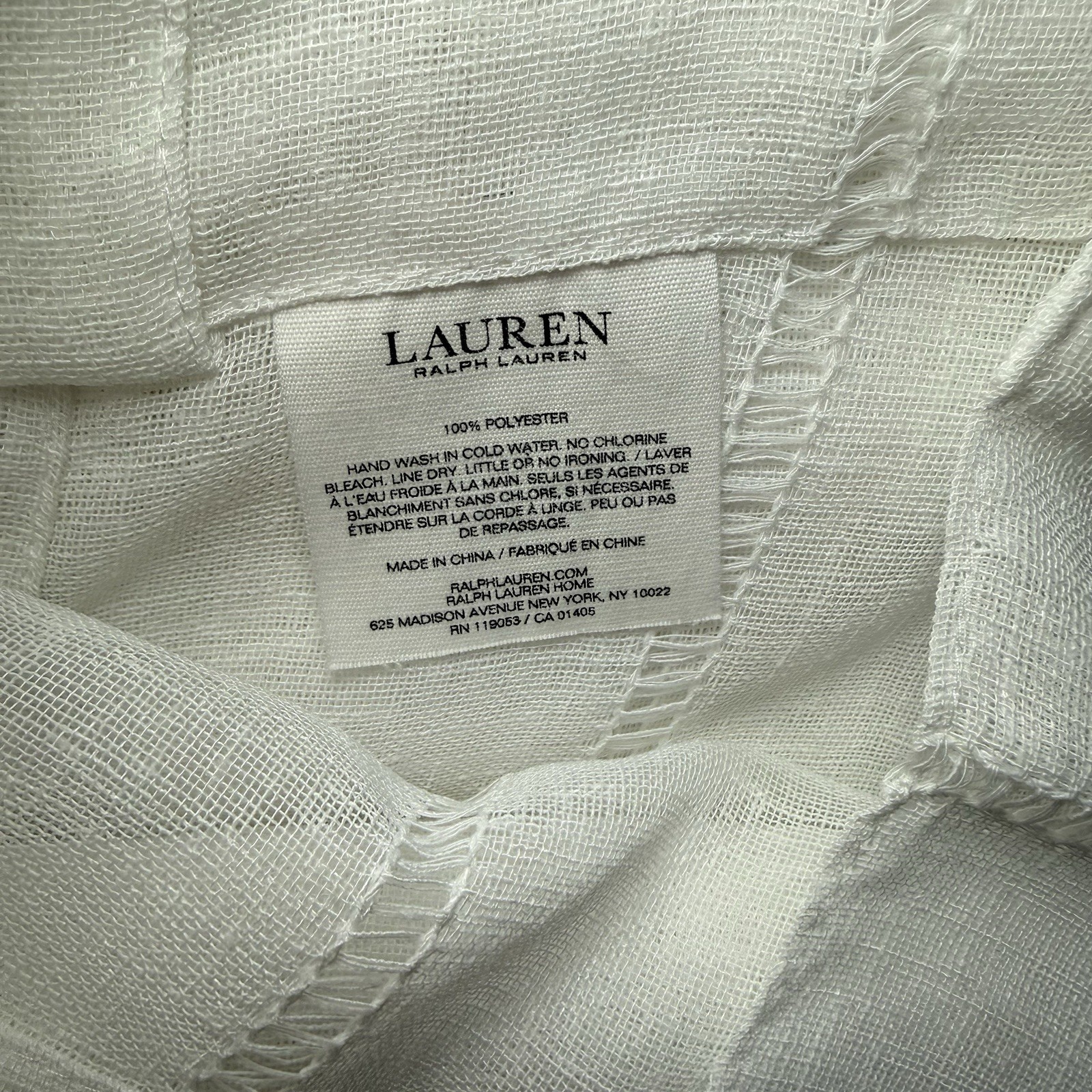 NEW Ralph Lauren 54”x84” White Hamilton Sheer 2 CURTAIN Panels Woven Stripes NWT
