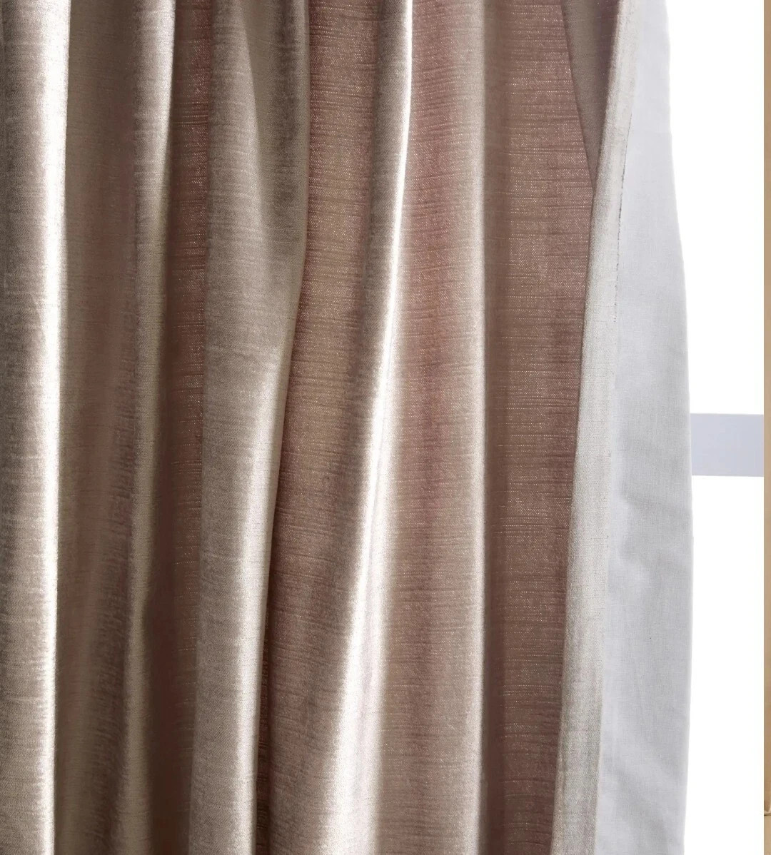Quince Luster Velvet Curtain Panel Silver Lined Single Drape 48″ Open Box
