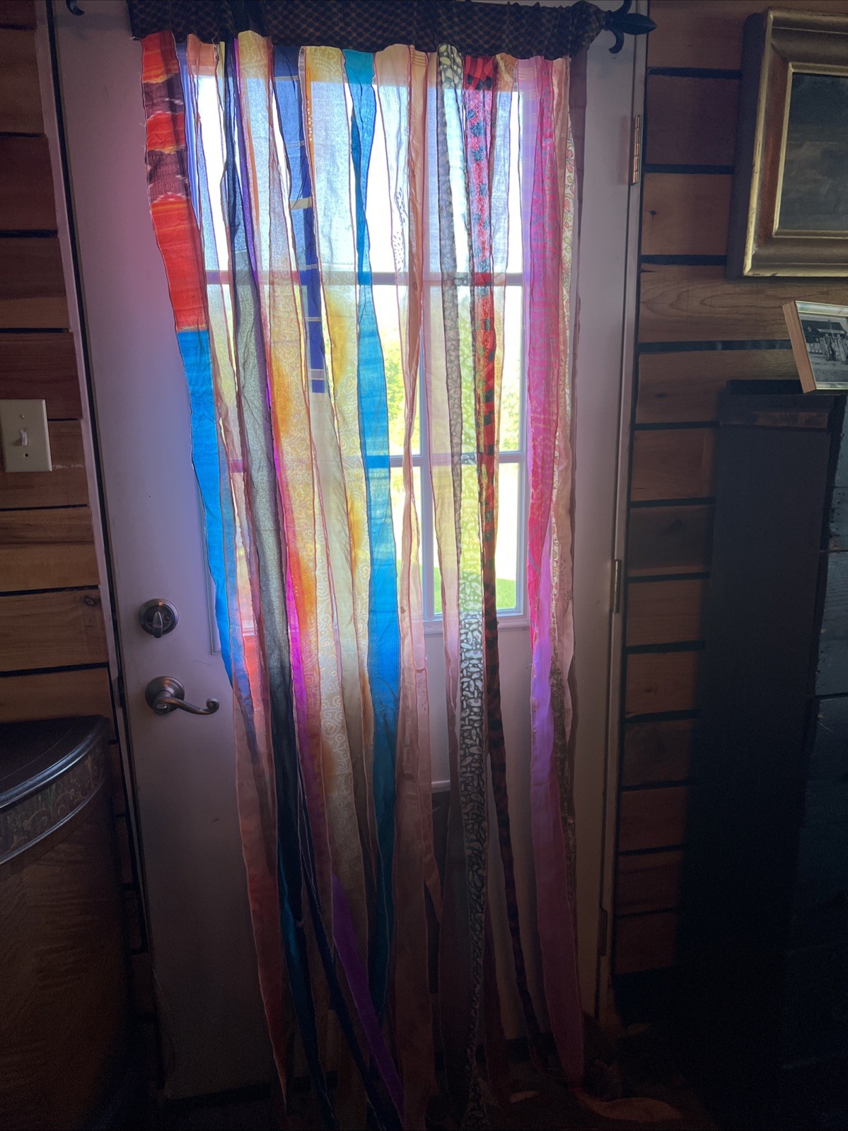 USA Seller Indian Old Sari Multi Color Curtain Door Drape Window Boho Silk Panel