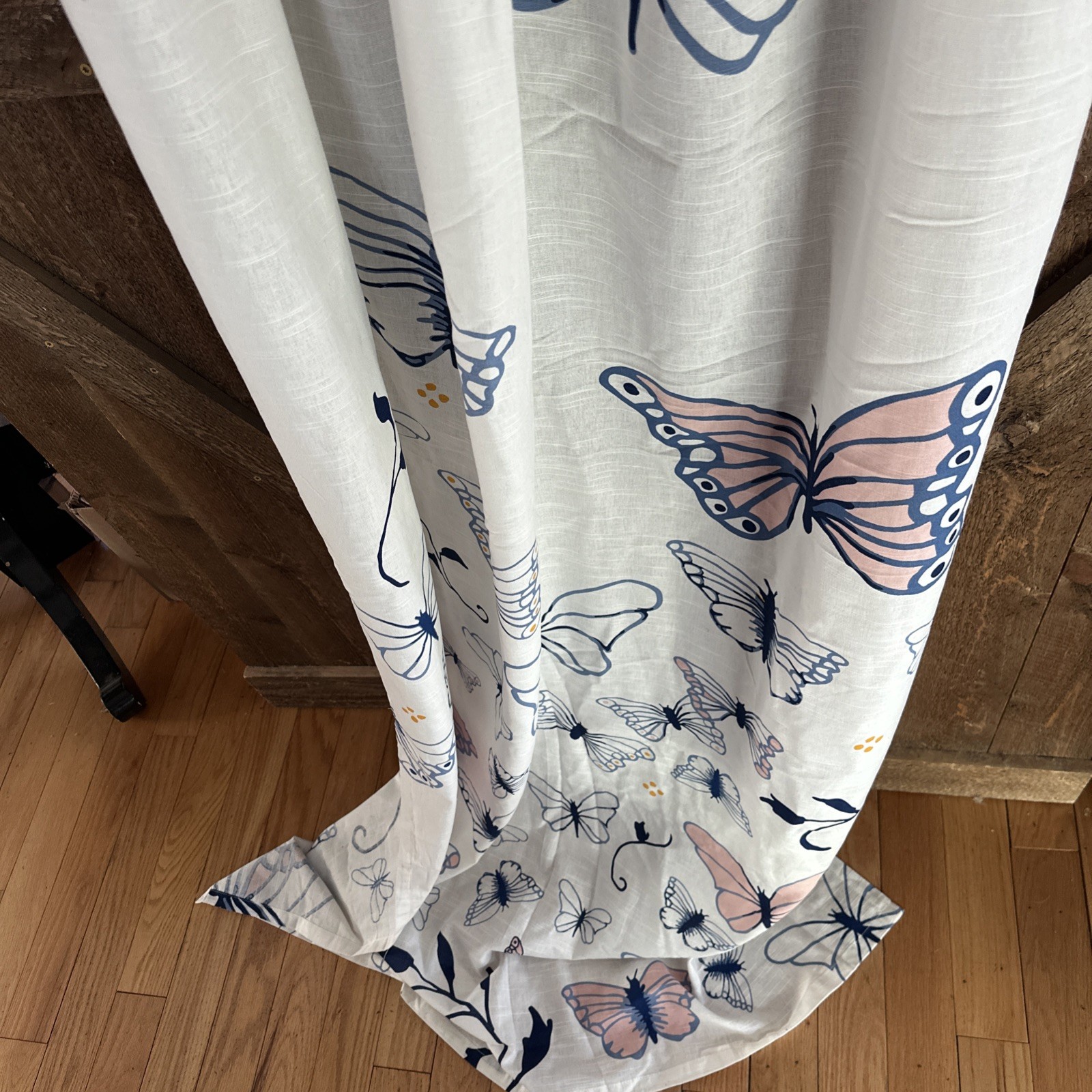 Butterfly Garden Farmhouse Anthropologie Style Cottage Linen Curtains 94″
