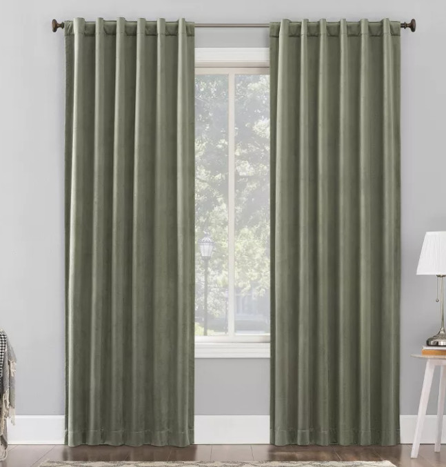Sun Zero Blackout Amherst Velvet Thermal Back Tab Curtain Panel 50″ W x 84″ L