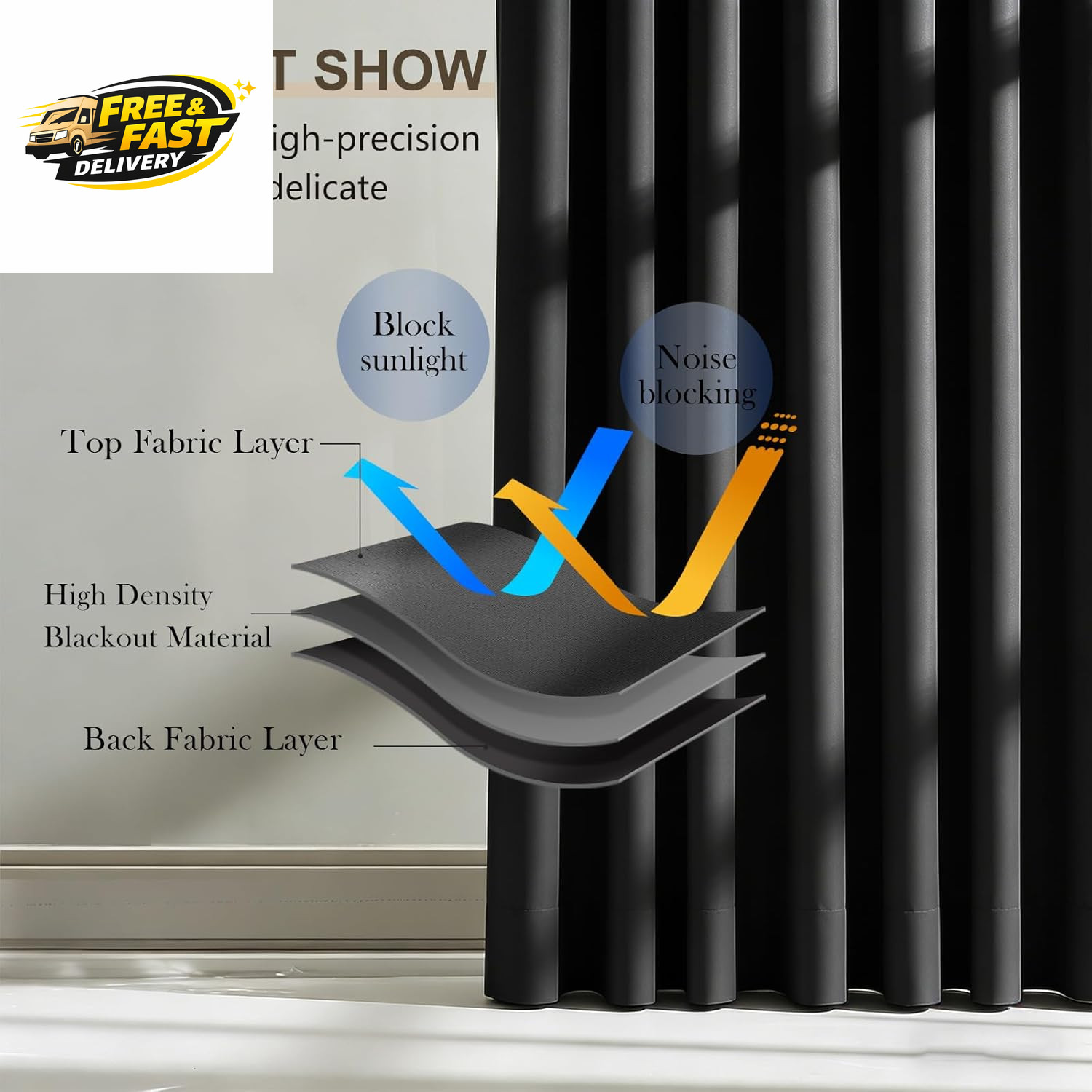 Room Divider Curtains, Blackout Ceiling Track Curtains with Hooks Wall Dividers