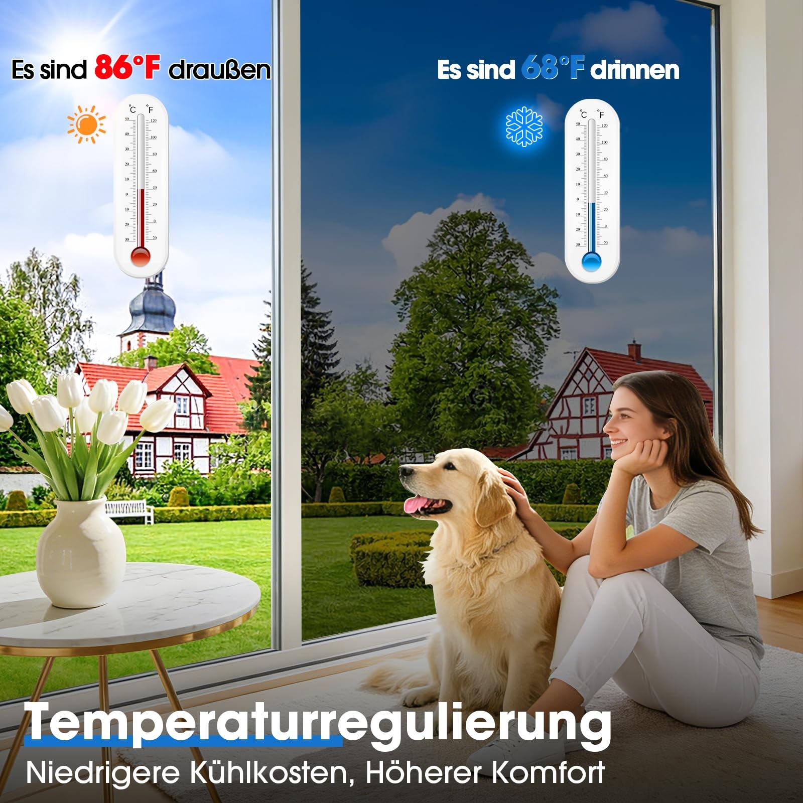 Mirror Film Window Film Opaque Privacy Protection from Outside, 90×300 cm, Sun…