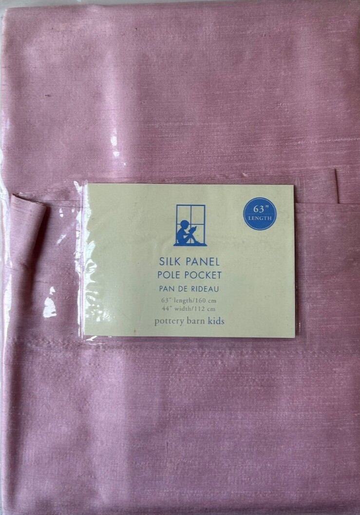 Pottery Barn Kids Sailcloth Panel Pole Pocket Curtain 63″ x 44″ NIP Pink~ Silk