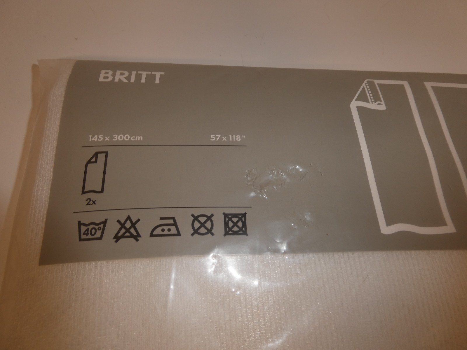 NEW! IKEA BRITT White Lace Net Sheer Polka Dot Curtain Panels, 57″ x 118″