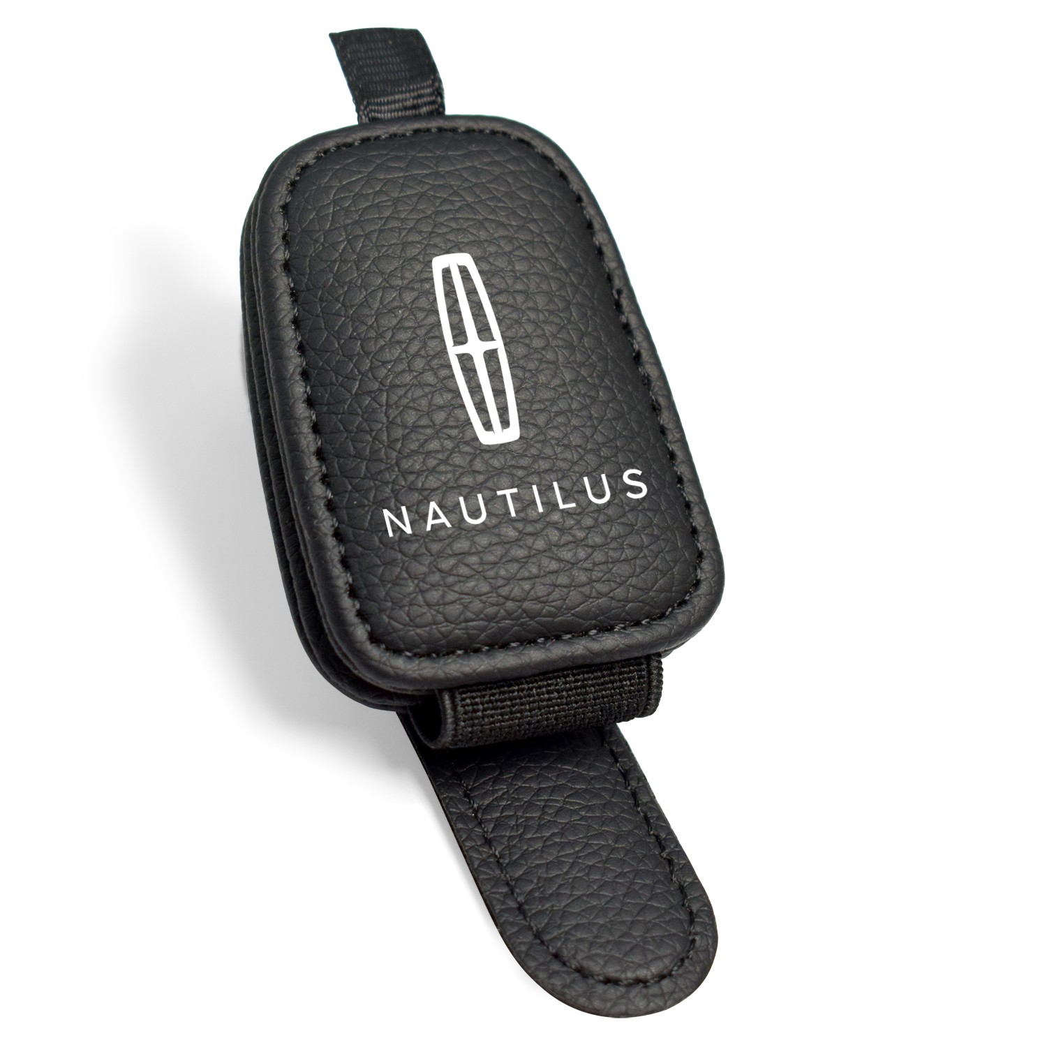 Lincoln Nautilus Rectangle Black Leather Magnetic Sunglass Sun Visor Holder