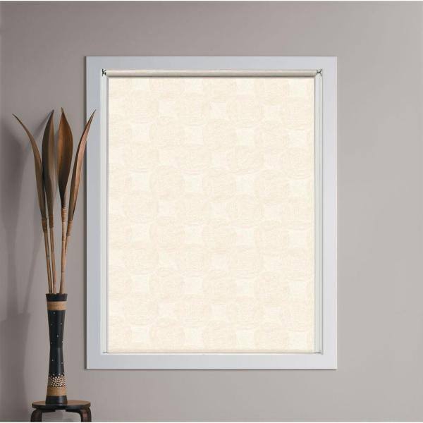 Vanilla Swirl Cordless Room Darkening Roller Shades 73.25 in. W x 72 in. L