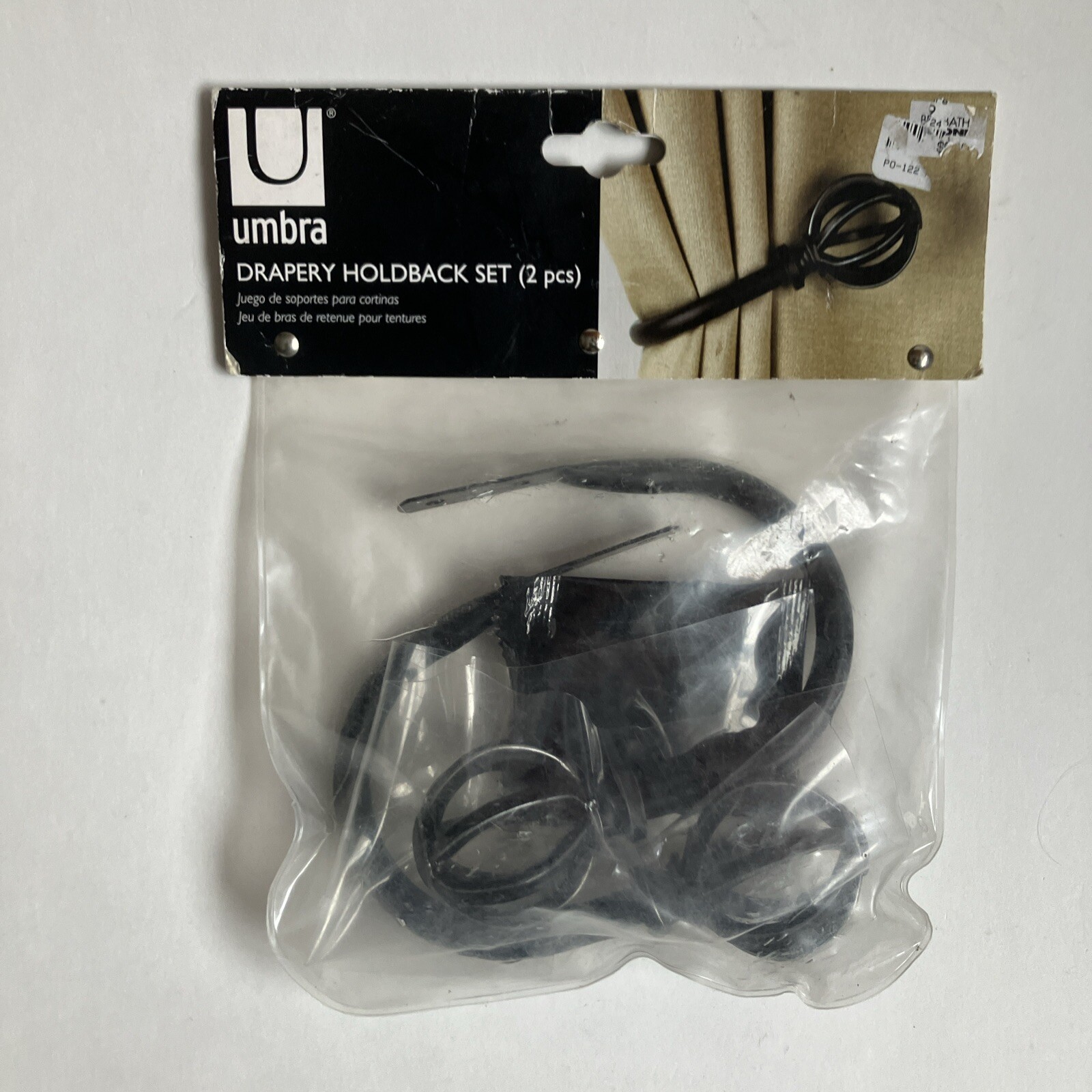 UMBRA Gazebo Black & Silver Drapery Holdback Set of 2 NEW | 241641-815-B11