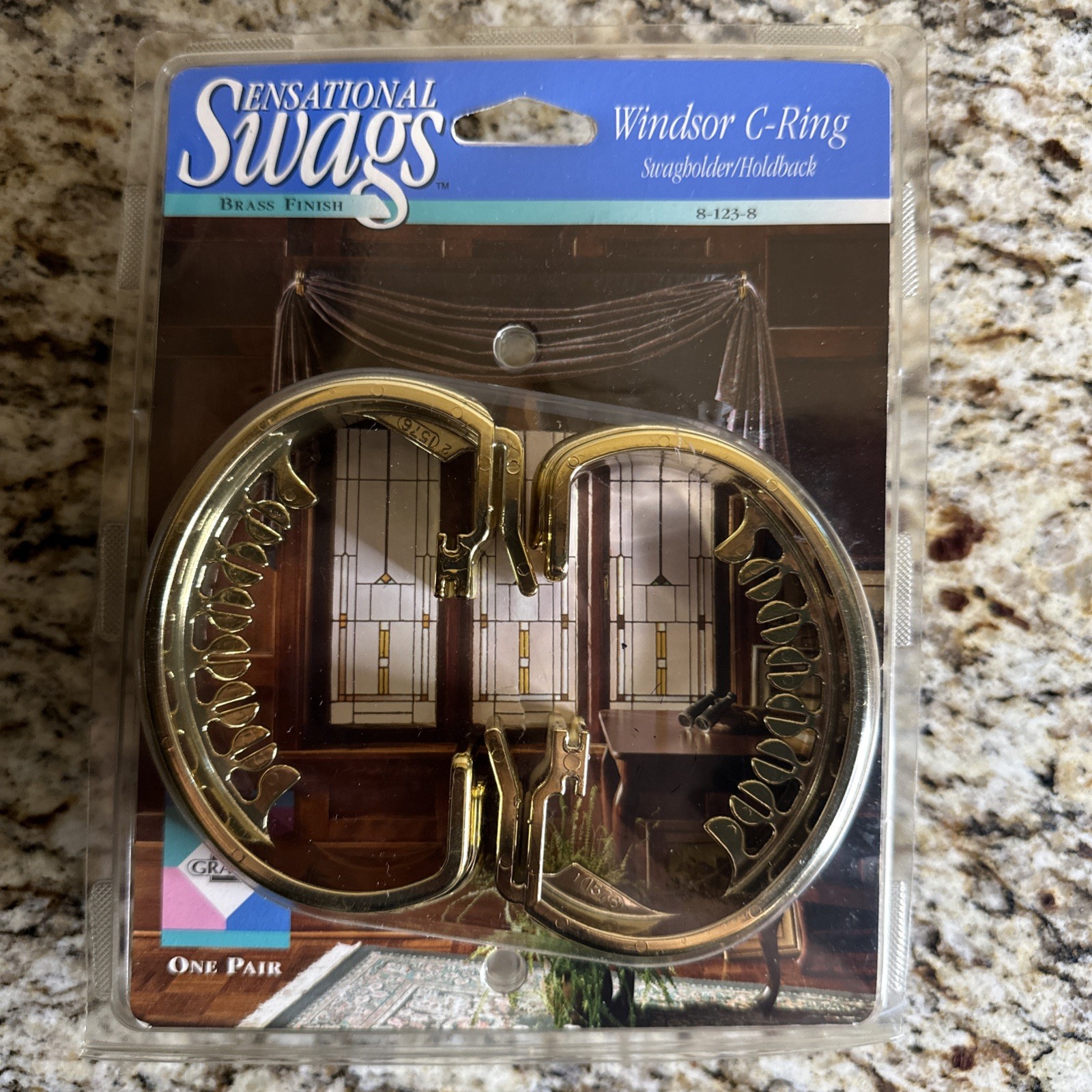 NEW Graber Sensational Swags Windsor C-ring Swagholders/Holdbacks Brass Finish
