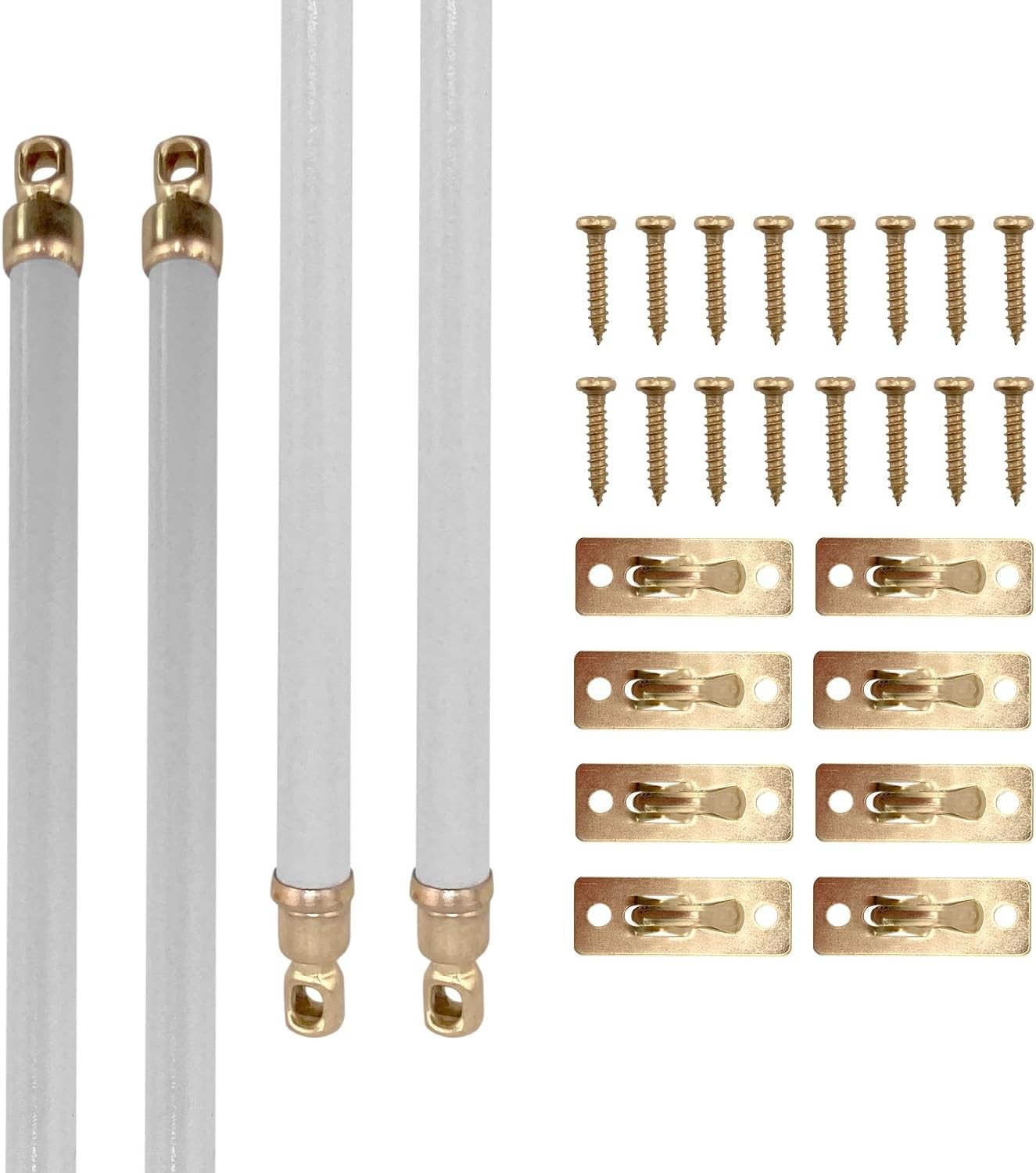 4 PACK: Amazing Drapery Hardware Swivel Sash Curtain Rod, White adjust 21-38″