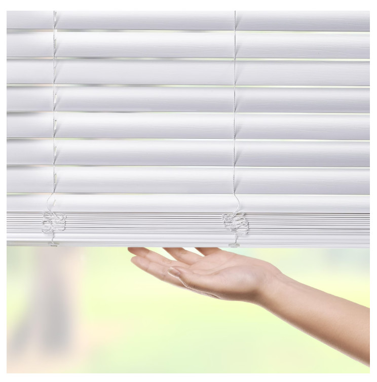 2 Pack Cordless Faux Wood Blinds White 23×48 2in Horizontal Window Shades