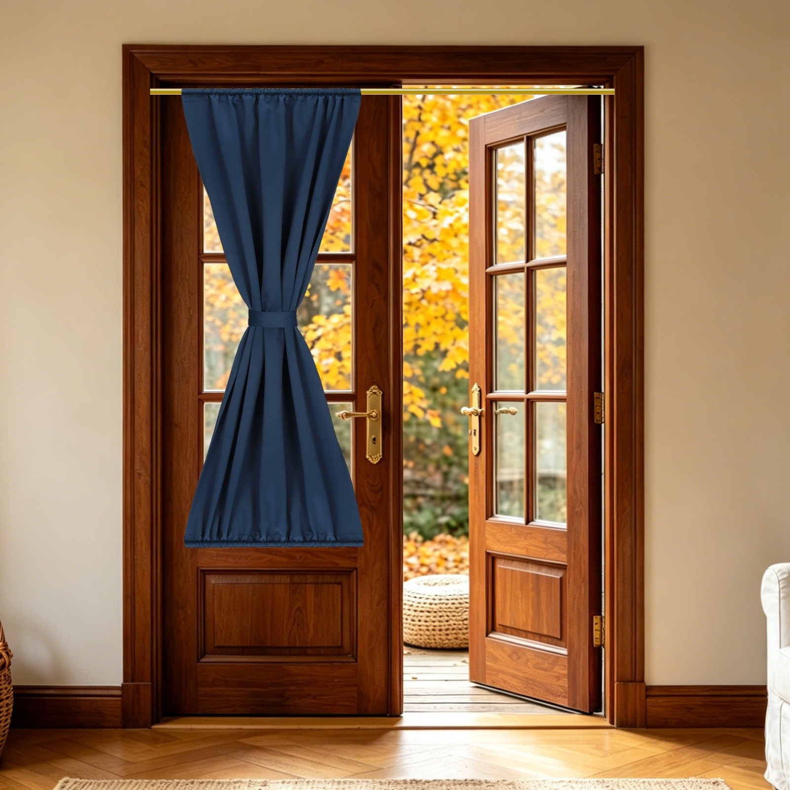 Blackout Curtain for French Door, 30″x64″, Dark Blue, 1 Piece