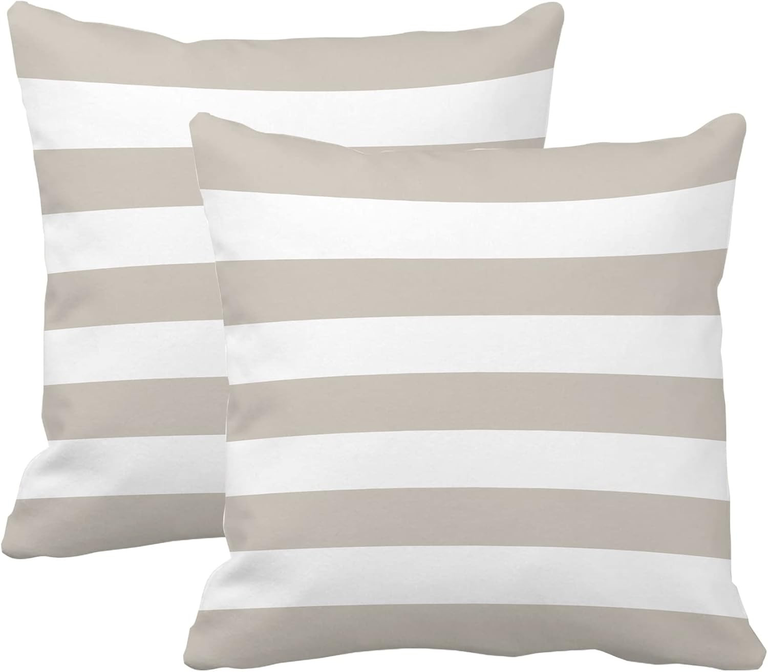 Gray and White Stripe Set of 2 16×16 Inch Cotton Polyester Square Throw Pillow C