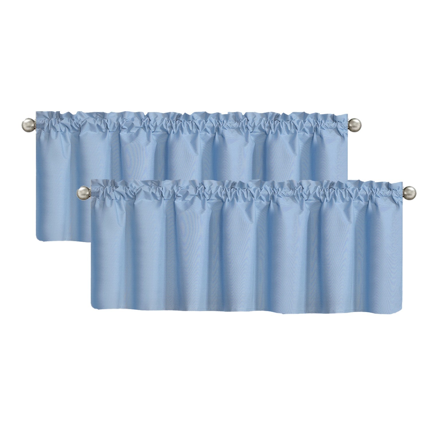 Blackout Window Valance Rod Pocket Curtains, Window Treatment 2 Panels, 39x20in