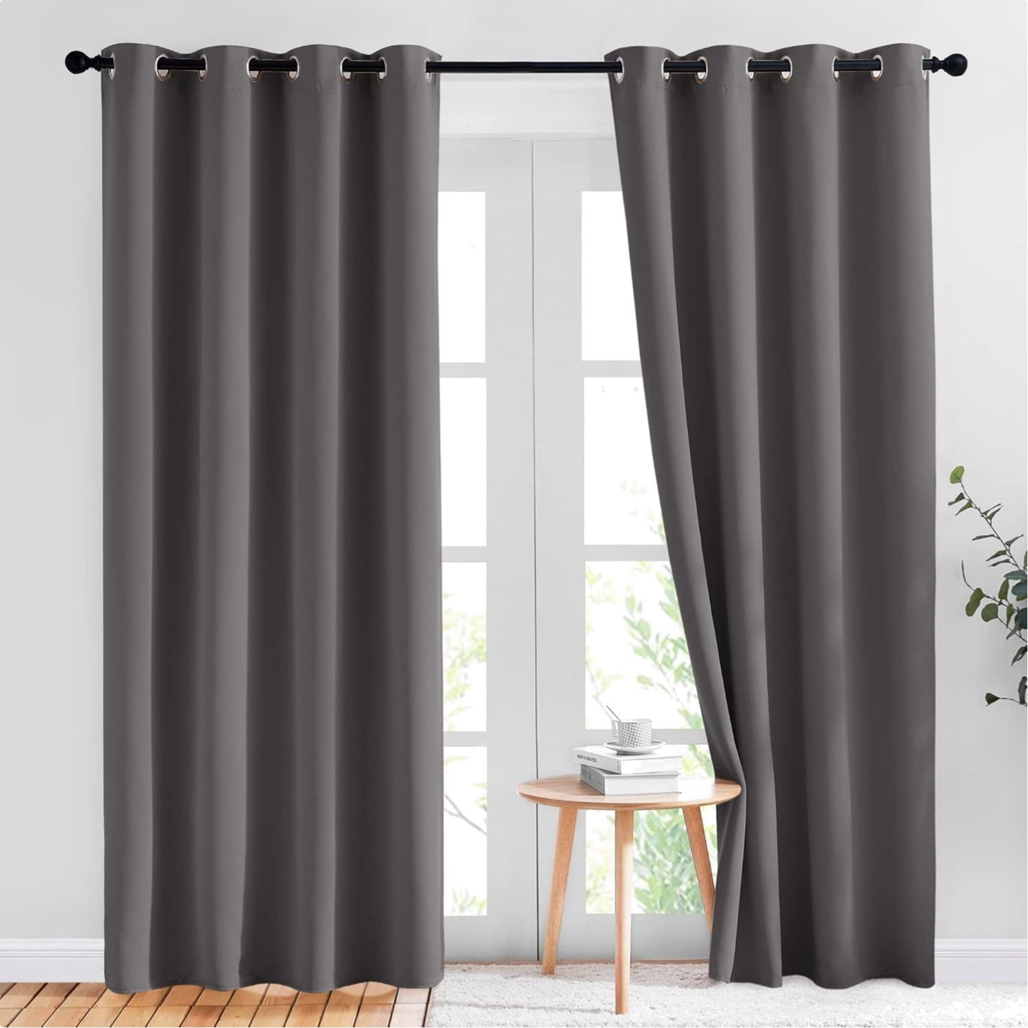 Elegant Room Darkening Grey Curtains – 2 Panels 52» W x 84» L Insulated Drapes