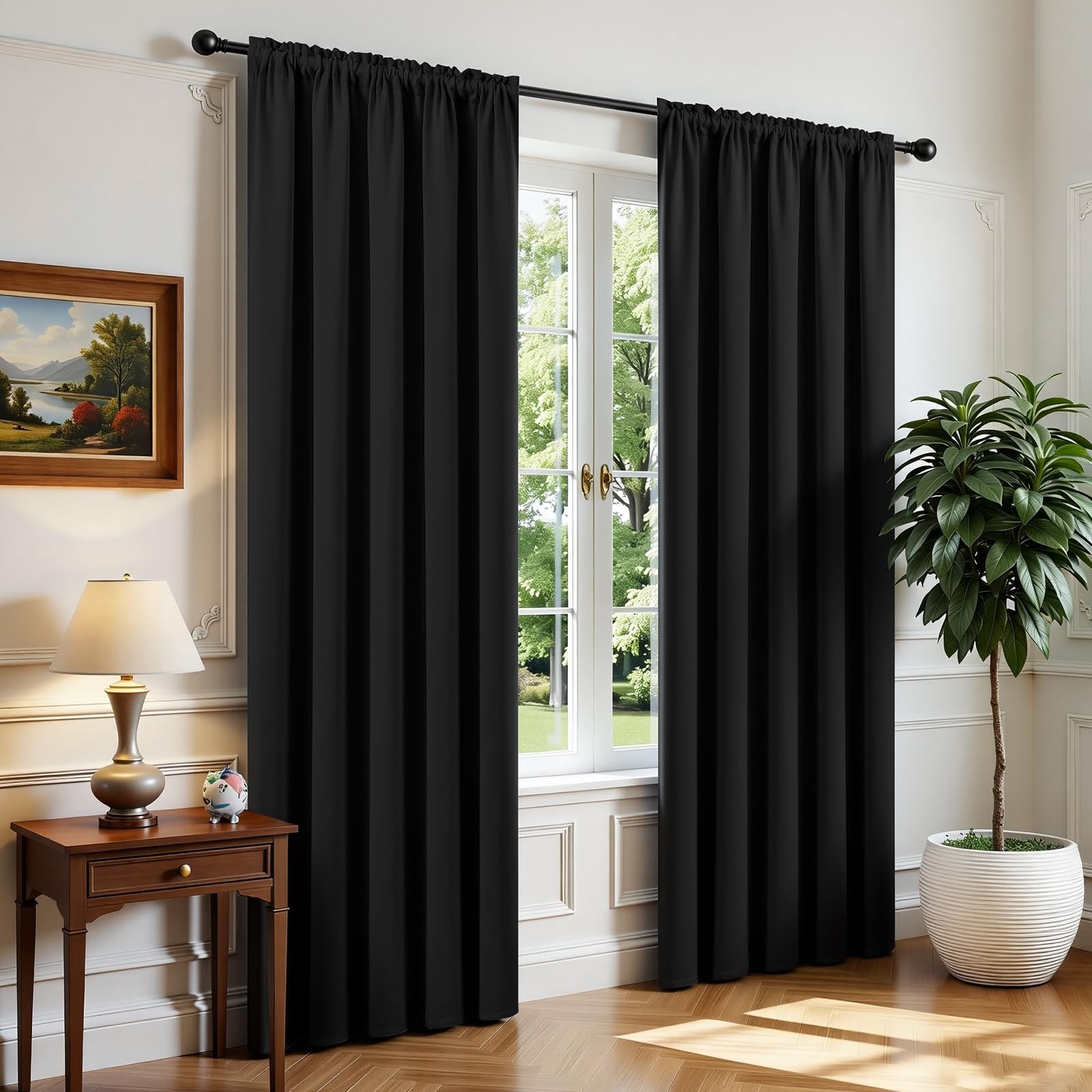 Blackout Curtains, 244cm Length, 2 Panels, Bar Pocket, Room V…