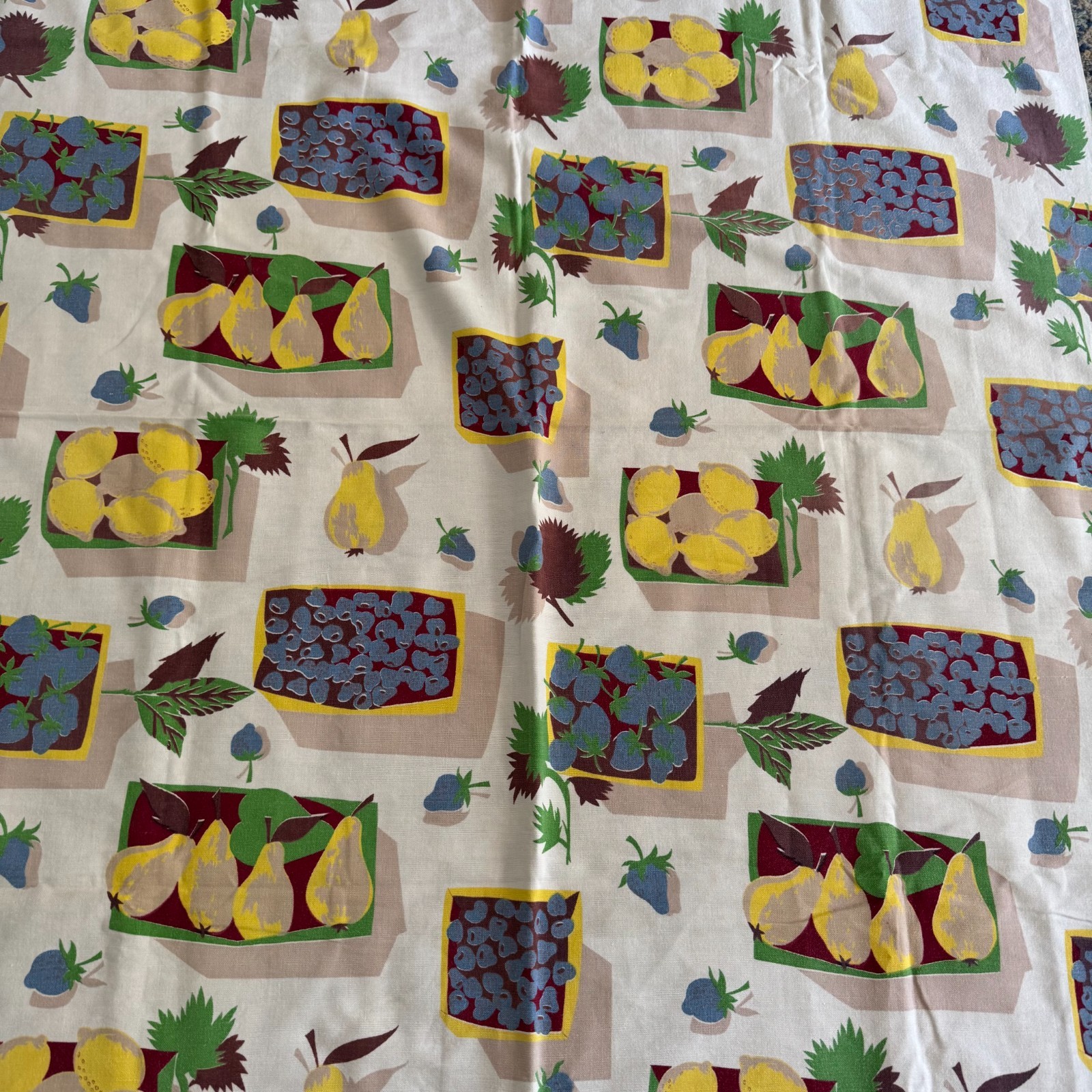 Vintage Fruit Themed Curtain Panel Square Table Runner Set Cottage Farmhouse