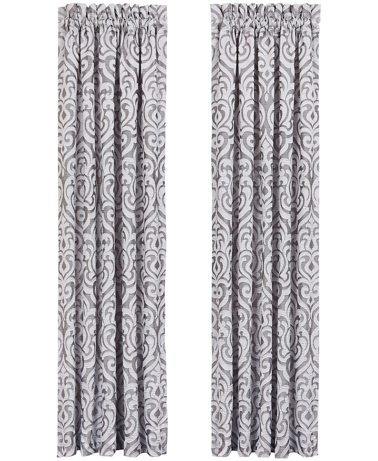 New J. Queen New York Babylon 2 Lined Pole Top Drapery Panels Silver