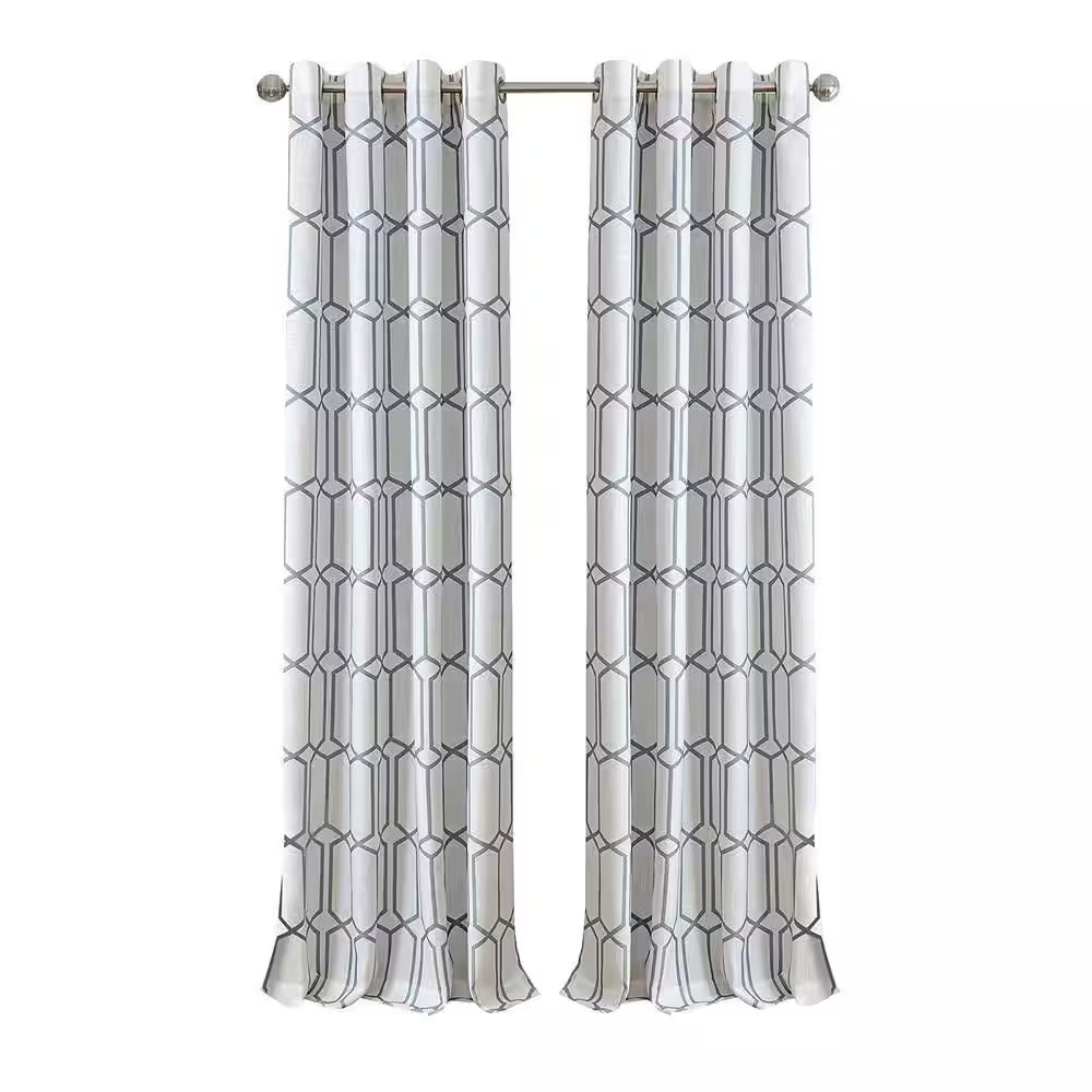 Soft Blue Trellis Blackout Curtain – 52 In. W X 84 In. L