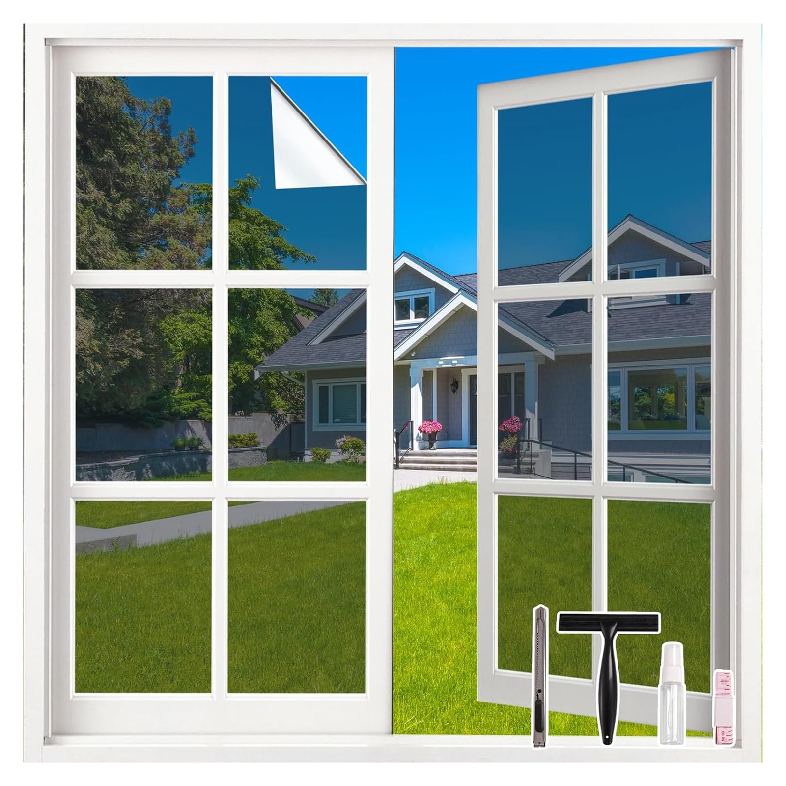 Mirror Film Silver Sun Protection Film Window Interior, Privacy Window Film…