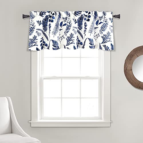 Devonia Allover Light Filtering Window 52″W x 18″L (Pack of 1) White & Navy