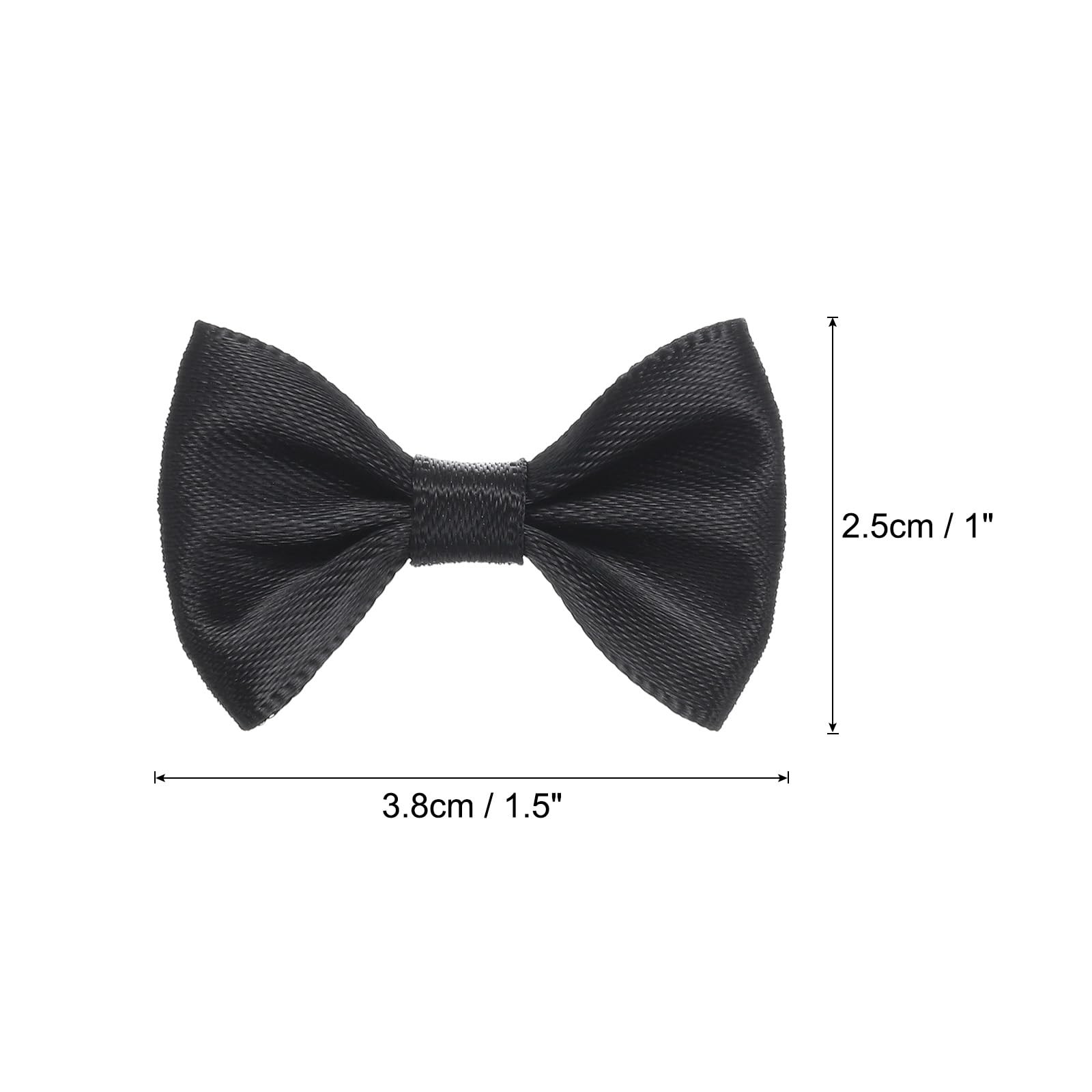 30pcs Black Bow Ties 1.5×1 Mini Bowknot for Crafting Little Satin Bows Bulk