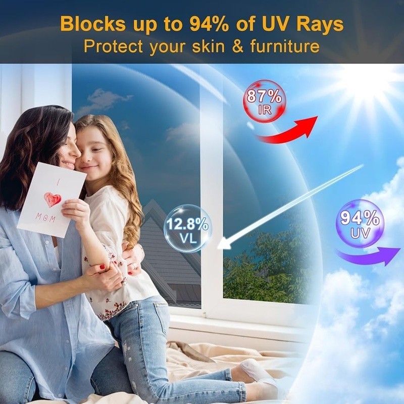 One Way Window Film Daytime Privacy UV Protection Heat Control Static Cling New