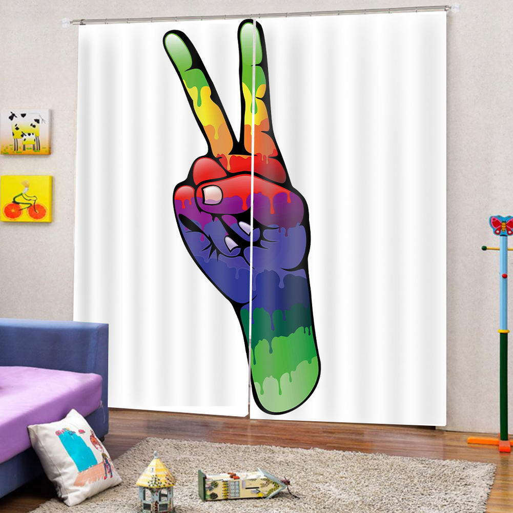 Victory Over YES Sign 3D Curtain Blockout Photo Printing Curtains Drape Fabric