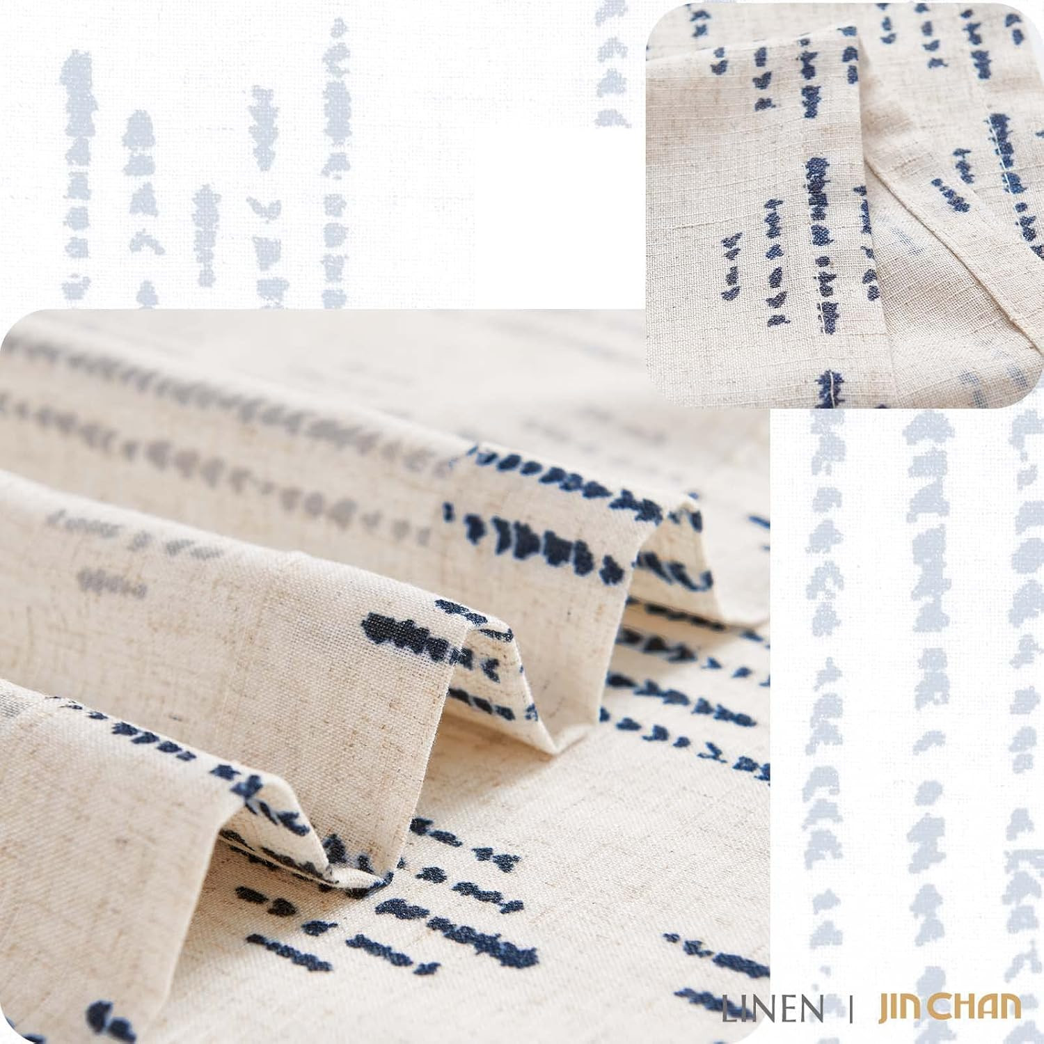Boho Stripe Kitchen Curtains and Valance Set Linen Tier Curtains Bohemian Small