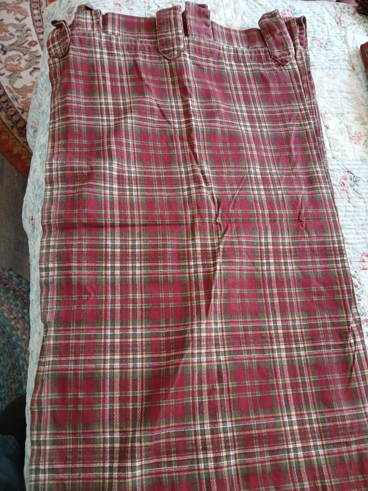 Springs-Red Plaid-100% Cotton Tab Top Drapes and Valances-Really Nice!